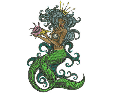 Embroidery Design: Mermaid Queen Sm Low Density 4.34w X 6.97h