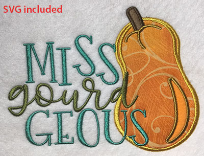 Embroidery Design: Miss Gourd Geous Applique Lg6.99w X 5.30h
