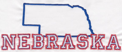 Embroidery Design: Nebraska Outline and Name3.22" x 8.02"