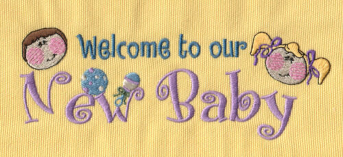 Embroidery Design: Welcome New Baby6.98" x 2.53"