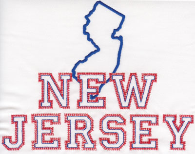 Embroidery Design: New Jersey Outline and Name6.29" x 7.98"