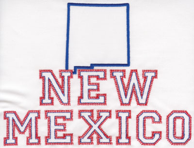 Embroidery Design: New Mexico Outline and Name6.10" x 8.01"