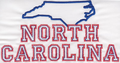 Embroidery Design: North Carolina Outline and Name4.15" x 7.99"