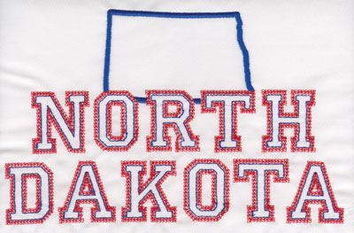 Embroidery Design: North Dakota Outline and Name5.03" x 7.96"