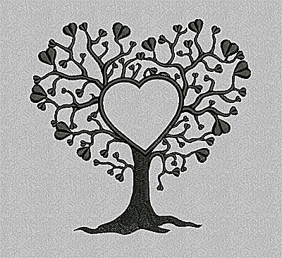 Embroidery Design: Tree with hearts 4.93w X 4.81h