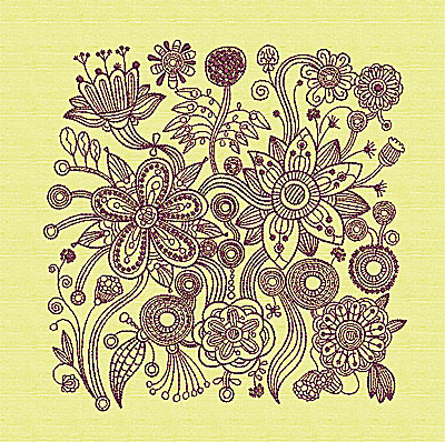 Embroidery Design: Stylized Florals A 7.63w X 7.81h