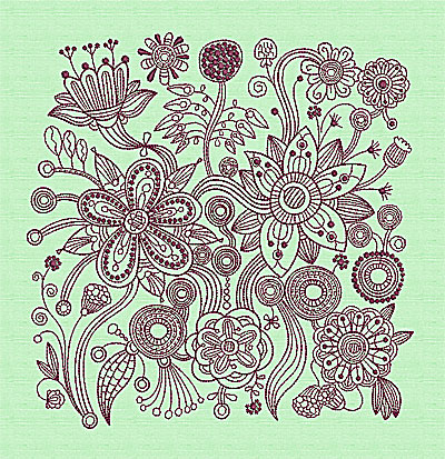 Embroidery Design: Stylized Florals C 9.25w X 9.44h