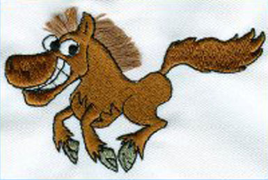 Embroidery Design: Horse cartoon 3.69w X 2.31h