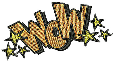 Embroidery Design: Wow 3.94w X 2.06h