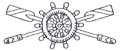 Embroidery Design: Crossed Oars & Ship Wheel - Outline3.79" x 1.59"
