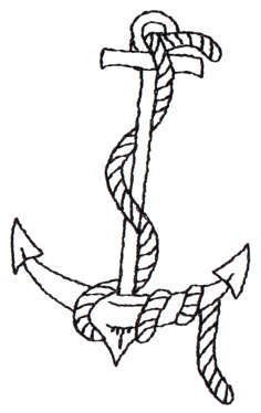 Embroidery Design: Anchor & Rope - Outline2.06" x 3.43"
