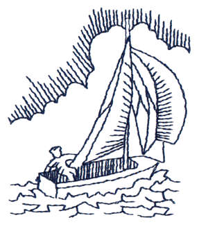 Embroidery Design: Sailboat - Outline2.49" x 2.92"