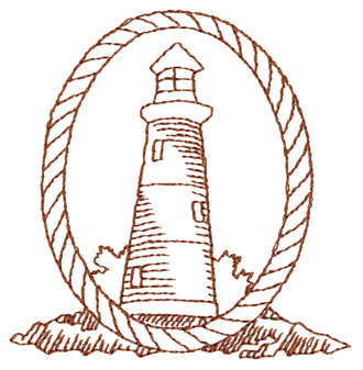 Embroidery Design: Lighthouse & Rope Border - Outline3.00" x 3.04"