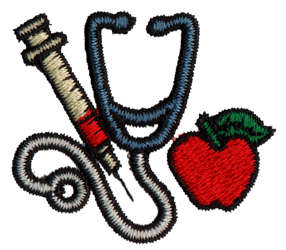 Embroidery Design: Stethoscope/Syringe1.65" x 1.45"