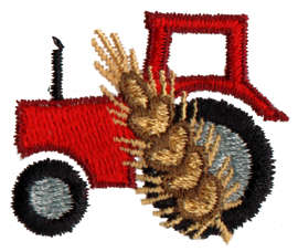 Embroidery Design: Tractor with Wheat1.56" x 1.27"