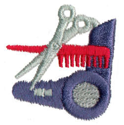 Embroidery Design: Scissors, Blowdryer1.46" x 1.35"