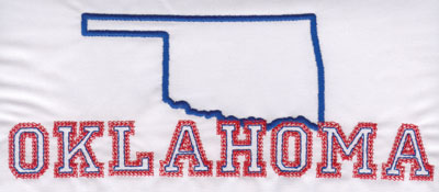 Embroidery Design: Oklahoma Outline and Name3.16" x 8.03"