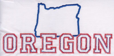Embroidery Design: Oregon Outline and Name3.76" x 7.98"