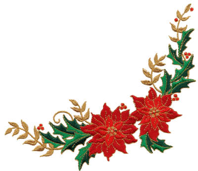 Embroidery Design: Poinsettia Floral corner6.66" x 5.93"