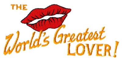 Embroidery Design: World's Greatest Lover4.18" x 1.88"