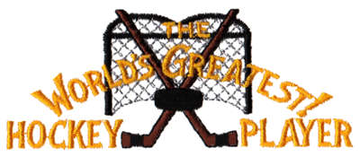 Embroidery Design: World's Greatest Hockey Player4.31" x 1.78"