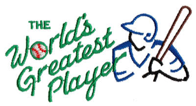 Embroidery Design: World's Greatest Player4.44" x 2.24"