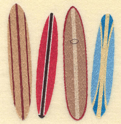 Embroidery Design: Four Surf Boards4.83w X 5.38h