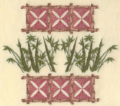 Embroidery Design: Bamboo with Leaves and Motif8.63w X 7.58h
