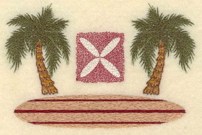 Embroidery Design: Palm Trees w/ Square Motife & Board5.96w X 3.89h