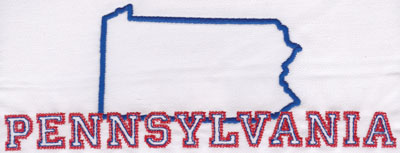 Embroidery Design: Pennsylvania Outline and Name3.02" x 8.01"