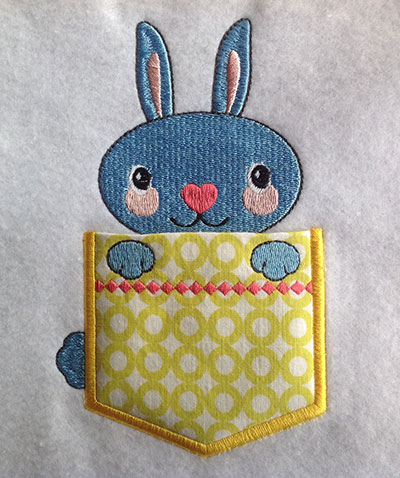 Embroidery Design: Pocket Topper Bunny 3.71w X 5.98h