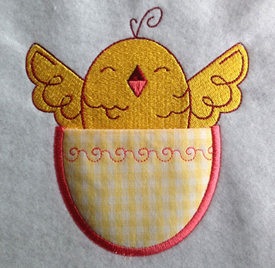 Embroidery Design: Pocket Topper Chick 4.27w X 4.70h