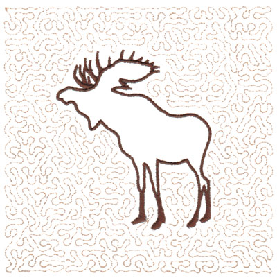 Embroidery Design: Moose Quilt Square (Large Stipple)5.97" x 5.94"