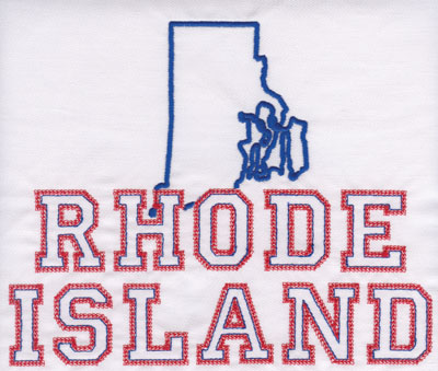 Embroidery Design: Rhode Island Outline and Name6.57" x 8.02"
