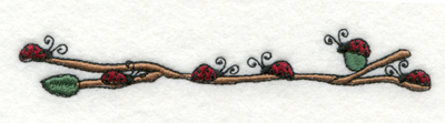 Embroidery Design: Ladybugs on Vine4.98" x 1.02"