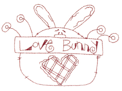 Embroidery Design: Snickerdoodle Love Bunny (large)5.80" x 4.05"