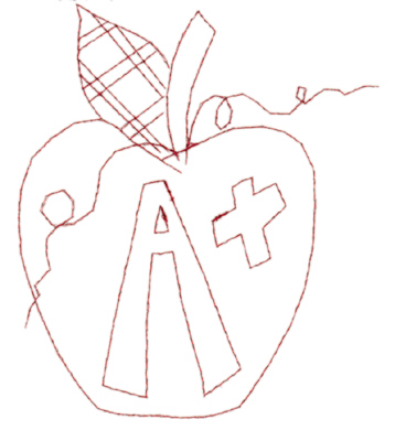 Embroidery Design: Apple A+ (large)4.88" x 5.67"