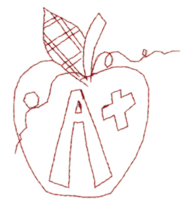 Embroidery Design: Apple A+3.25" x 3.78"
