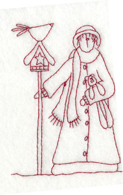 Embroidery Design: Birdhouse and Woman3.08" x 3.81"