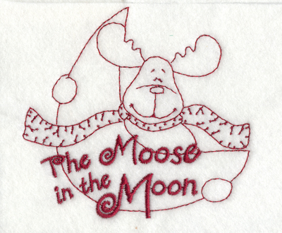 Embroidery Design: Snickerdoodle Moose in the Moon3.93" x 3.68"