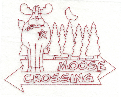 Embroidery Design: Snickerdoodle Moose Crossing (large)5.99" x 4.84"