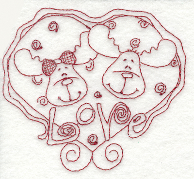 Valentine's Couple Line Art Embroidery Design