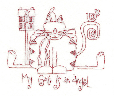 Embroidery Design: My Cat is an Angel (large)5.76" x 4.99"