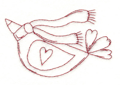 Embroidery Design: Snickerdoodle Winter Love Bird3.8" x 2.48"
