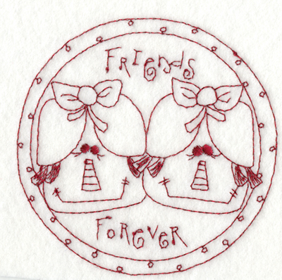 Embroidery Design: Friends Forever (small)3.98" x 3.88"