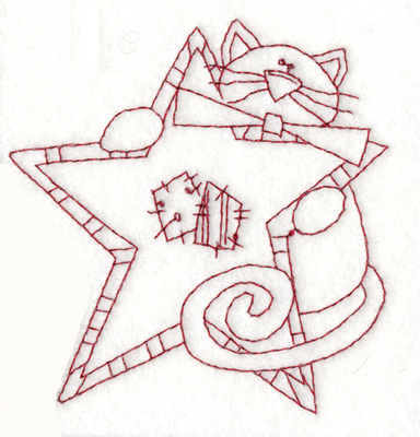 Embroidery Design: Cat With Star3.76" x 3.85"