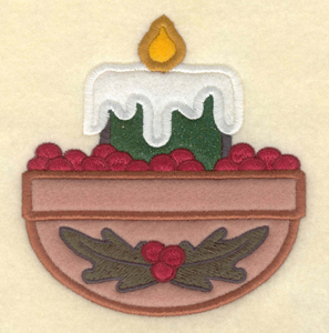 Embroidery Design: Large candle applique with cranberries4.37"w X 4.68"h
