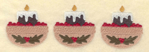 Embroidery Design: Three candles with cranberries6.36"w X 1.99"h