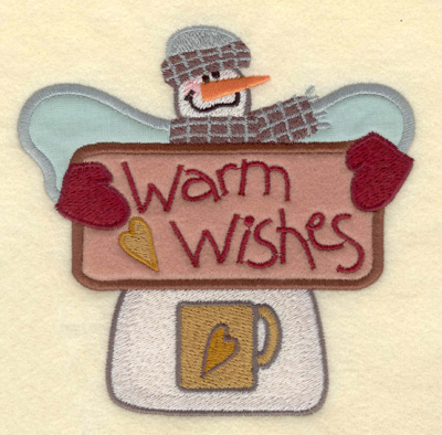 Embroidery Design: Snowman with Appliques Warm Wishes5.30w X 5.30h