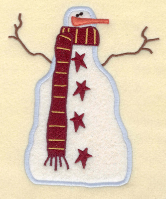 Embroidery Design: Snowman Applique with Stars4.98w X 6.05h